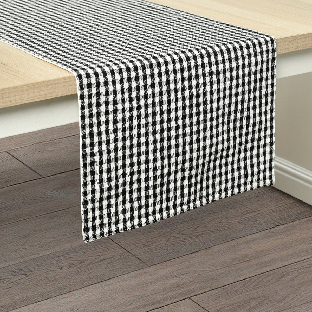 Gingham Check Yarn Dyed Table Runner Lush Decor - Main Image