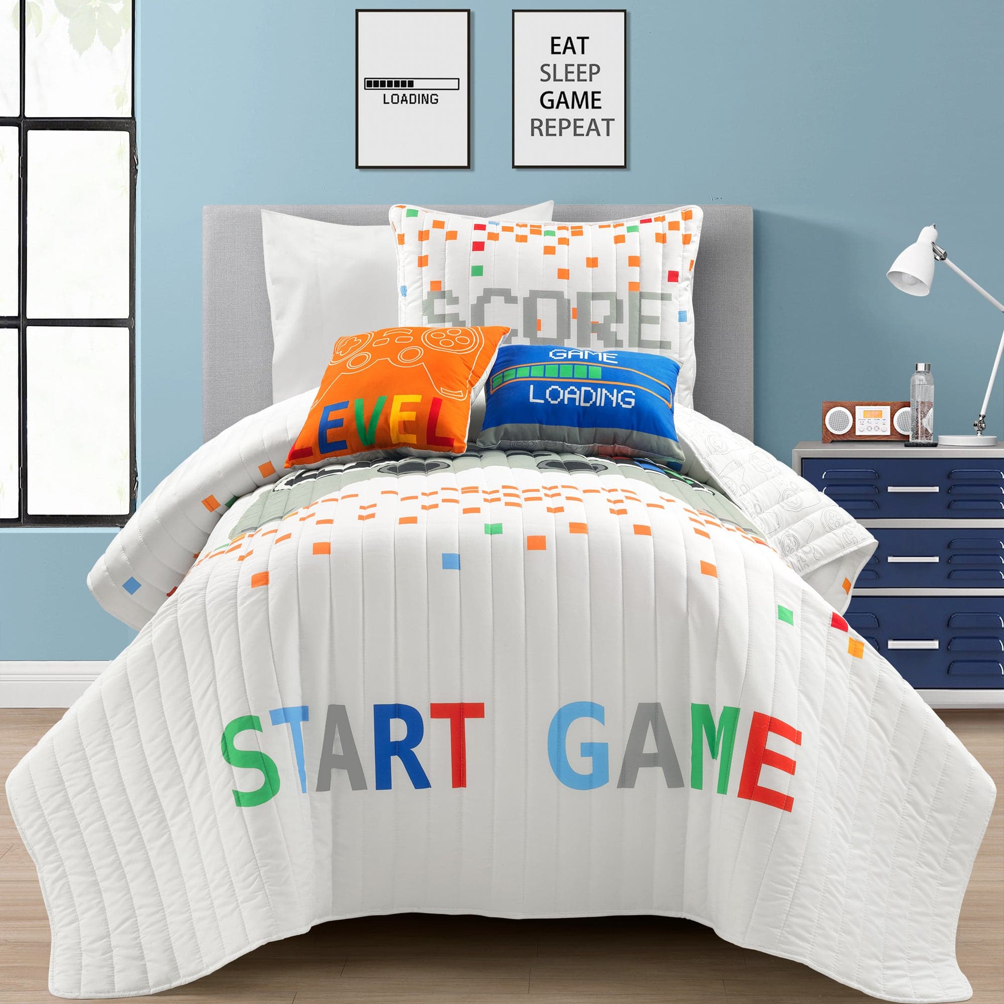 Comforter Set King Size, Game Gamer Vintage Gaming Bedding Set for Kids and  Adults Bedroom Decor, Kids Video Controller Comforter Set and 2 Pillow