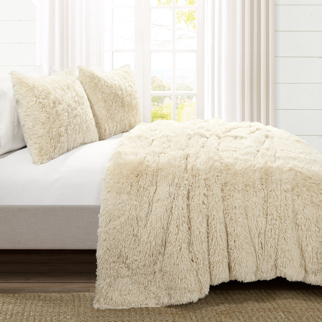 Lush Decor Emma Faux Fur Comforter Set - Neutral