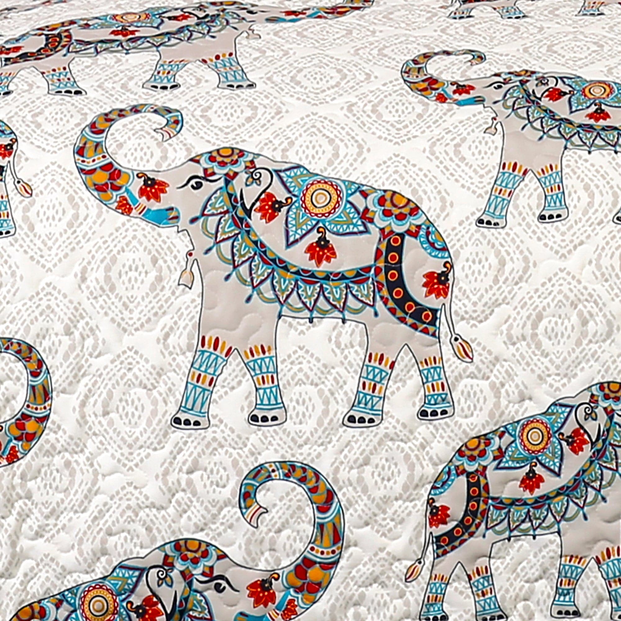 Lush Decor Hati Elephants - Coperta Sherpa, 152,4 x 127 cm, colore: blu navy/turchese Lush Decor Hati Elephants - Coperta Sherpa, 152,4 x 127 cm, colore: blu navy/turchese