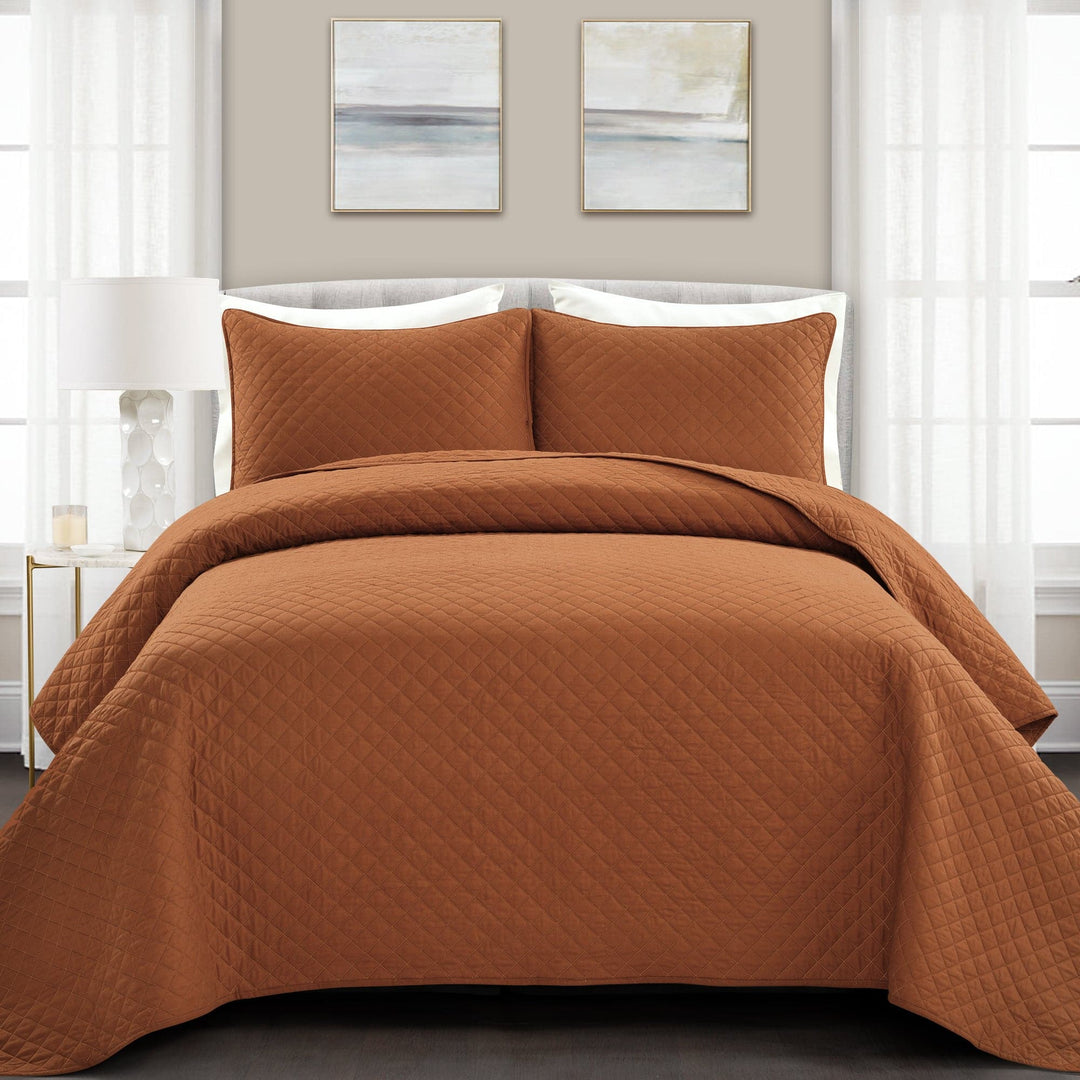 Bedding Bundle: Ava Diamond Quilt + Diamond Geo Jacquard Comforter + Hygge Kantha Quilt/Coverlet