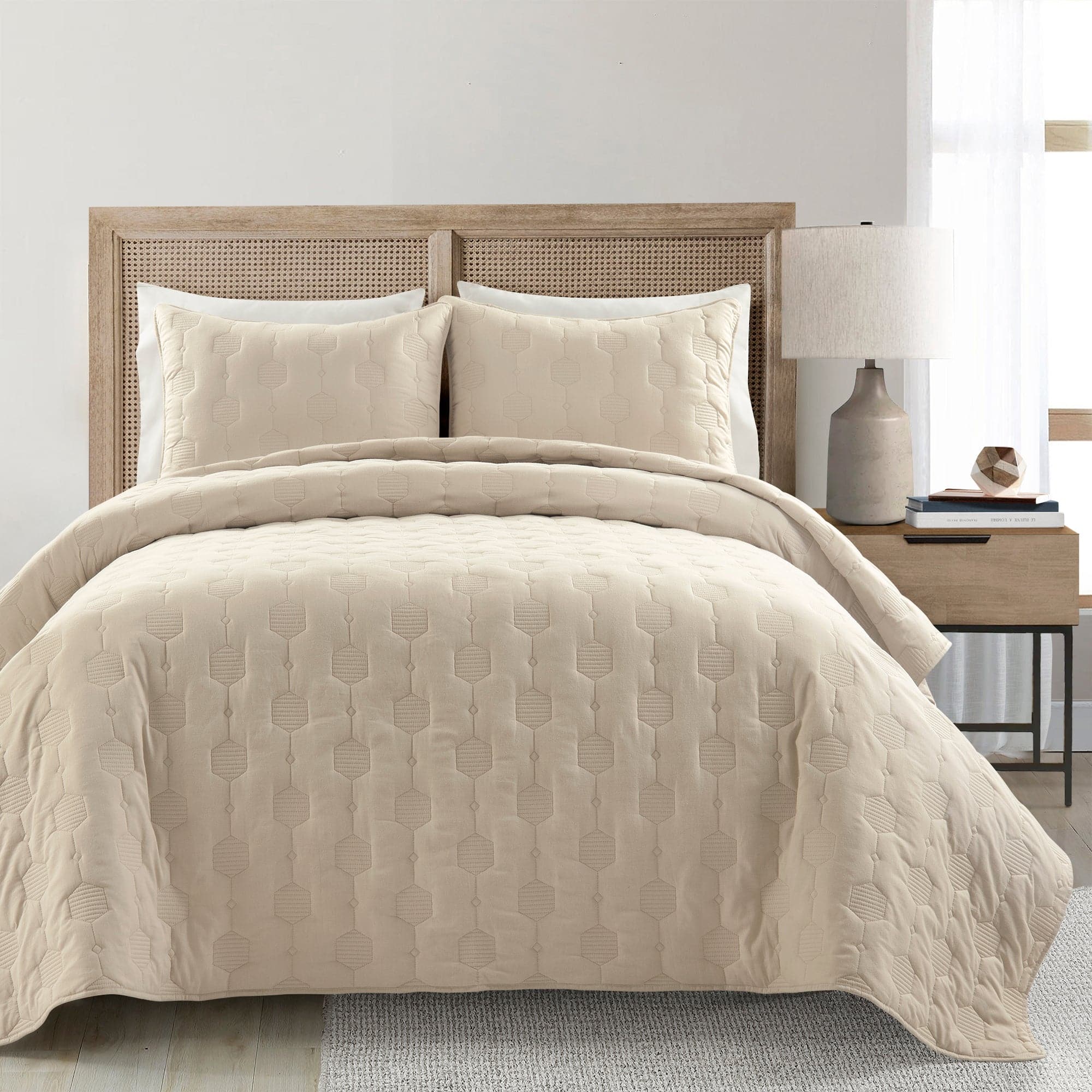 Hexagon Honeycomb Textured Cotton Quilt 3 Piece Set | Lush Decor | www.LushDecor.com Hexagon Honeycomb Textured Cotton Quilt 3 Piece Set | Lush Decor | www.LushDecor.com