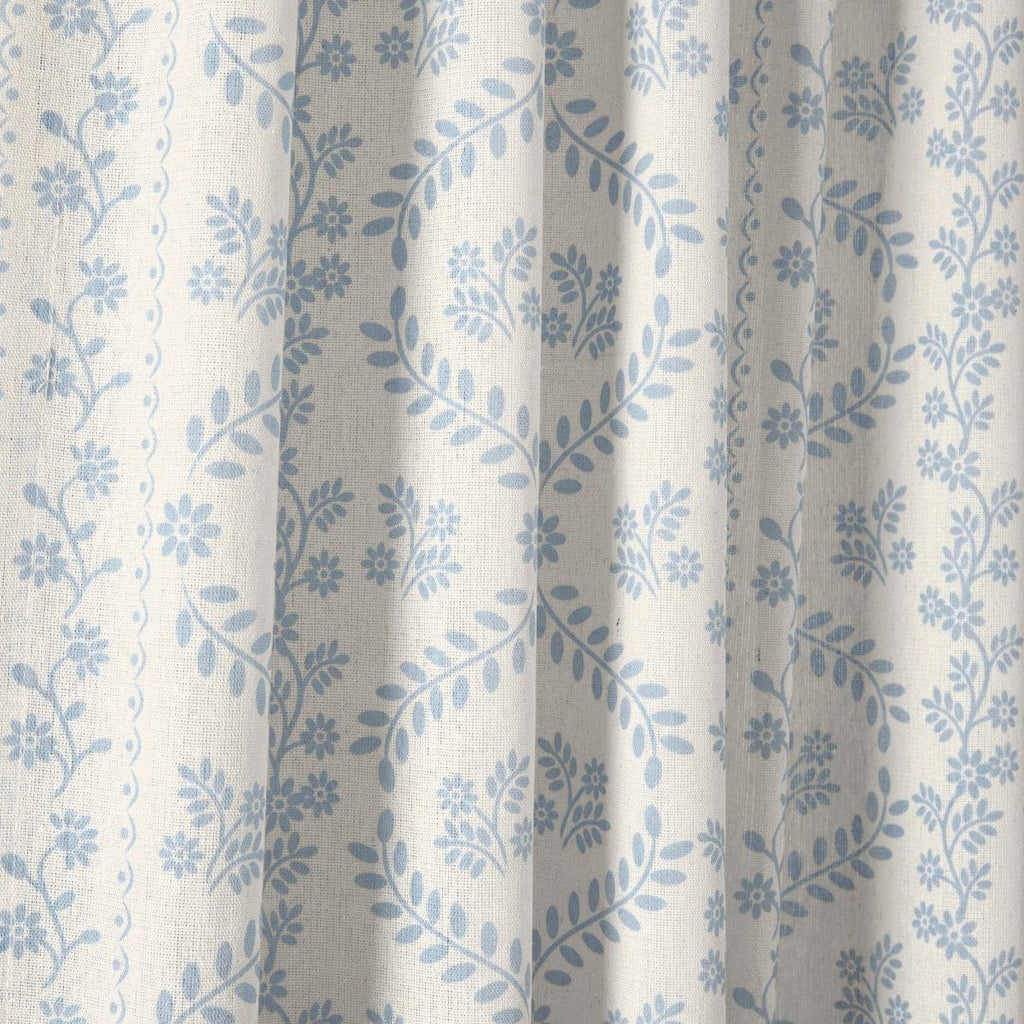Lush Decor Weeping Flower Lichtfilterende gordijnen, per paar, 132 x 241 cm (b x l) 5 cm bovenkant, charmante moderne bloemengordijnen voor woonkamer, eetkamer en slaapkamer, marineblauw en blauw