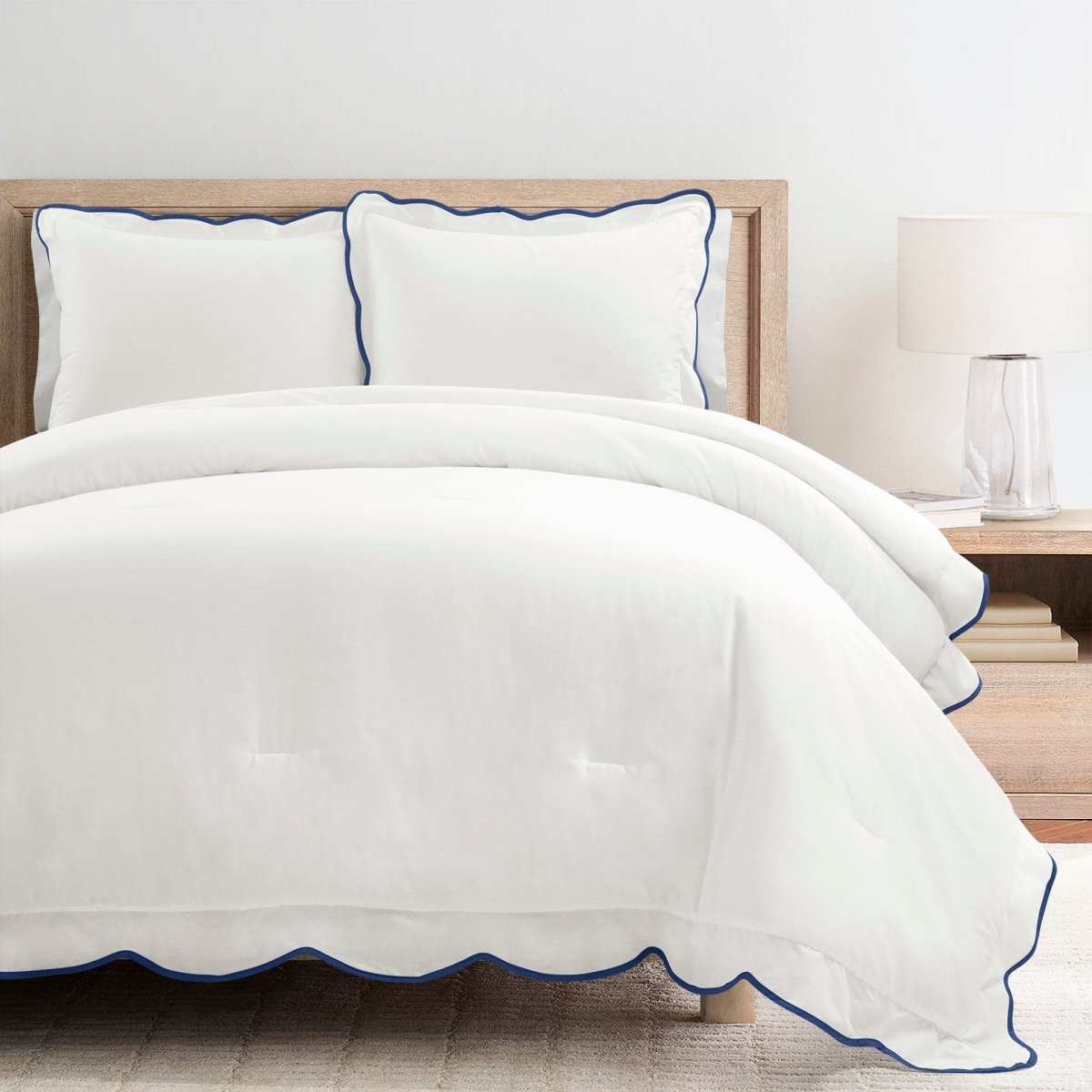 Coastal Chic Scalloped Edge 3 Piece Comforter Set Lush Decor www
