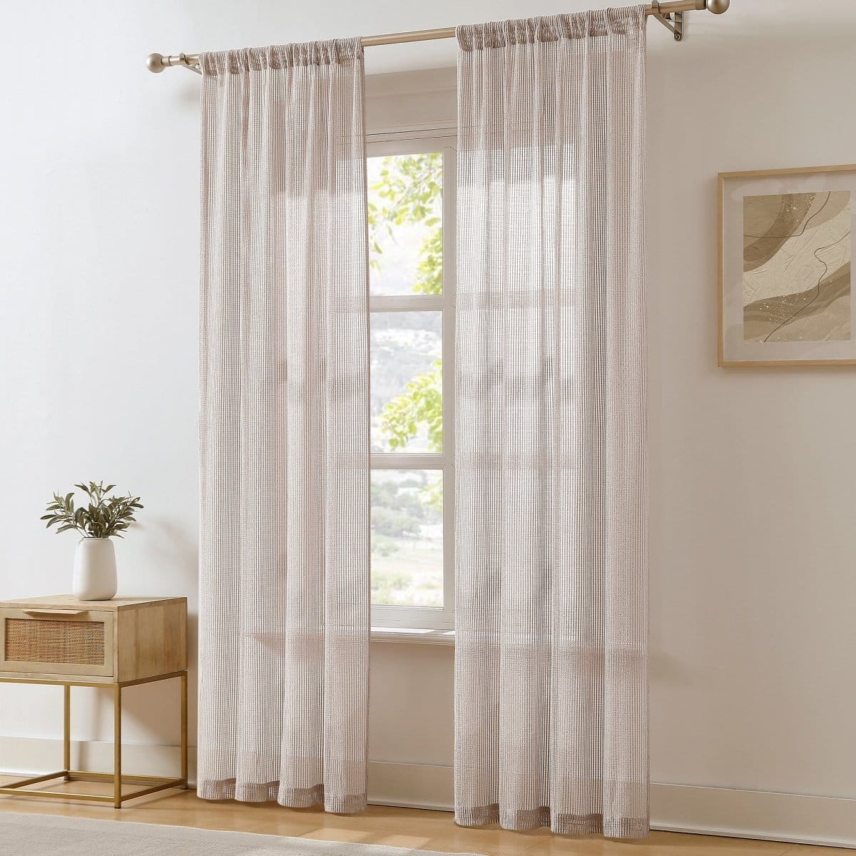 Milla Knitted Textured Sheer Window Curtain Panel Pair | Lush