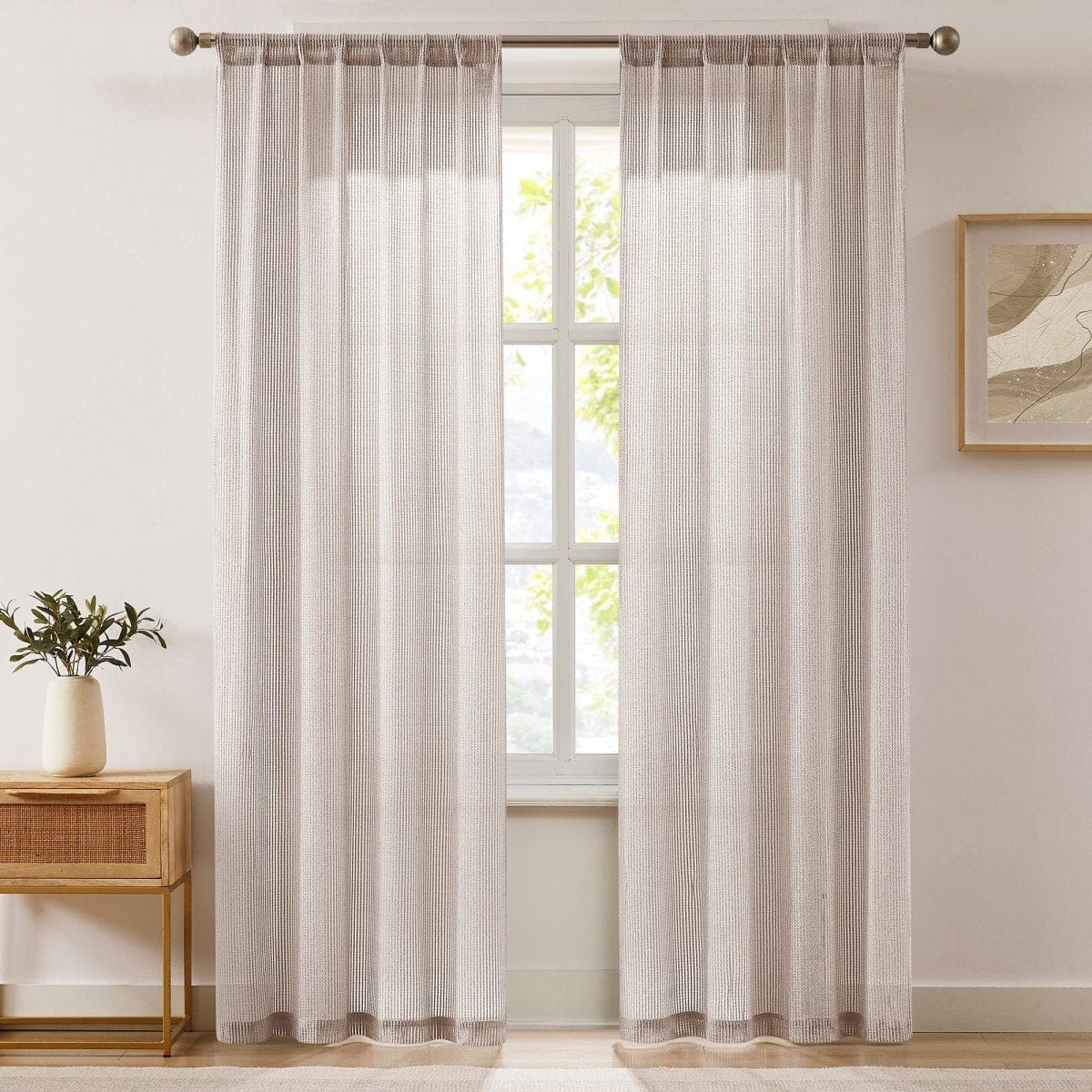 Milla Knitted Textured Sheer Window Curtain Panel Pair | Lush