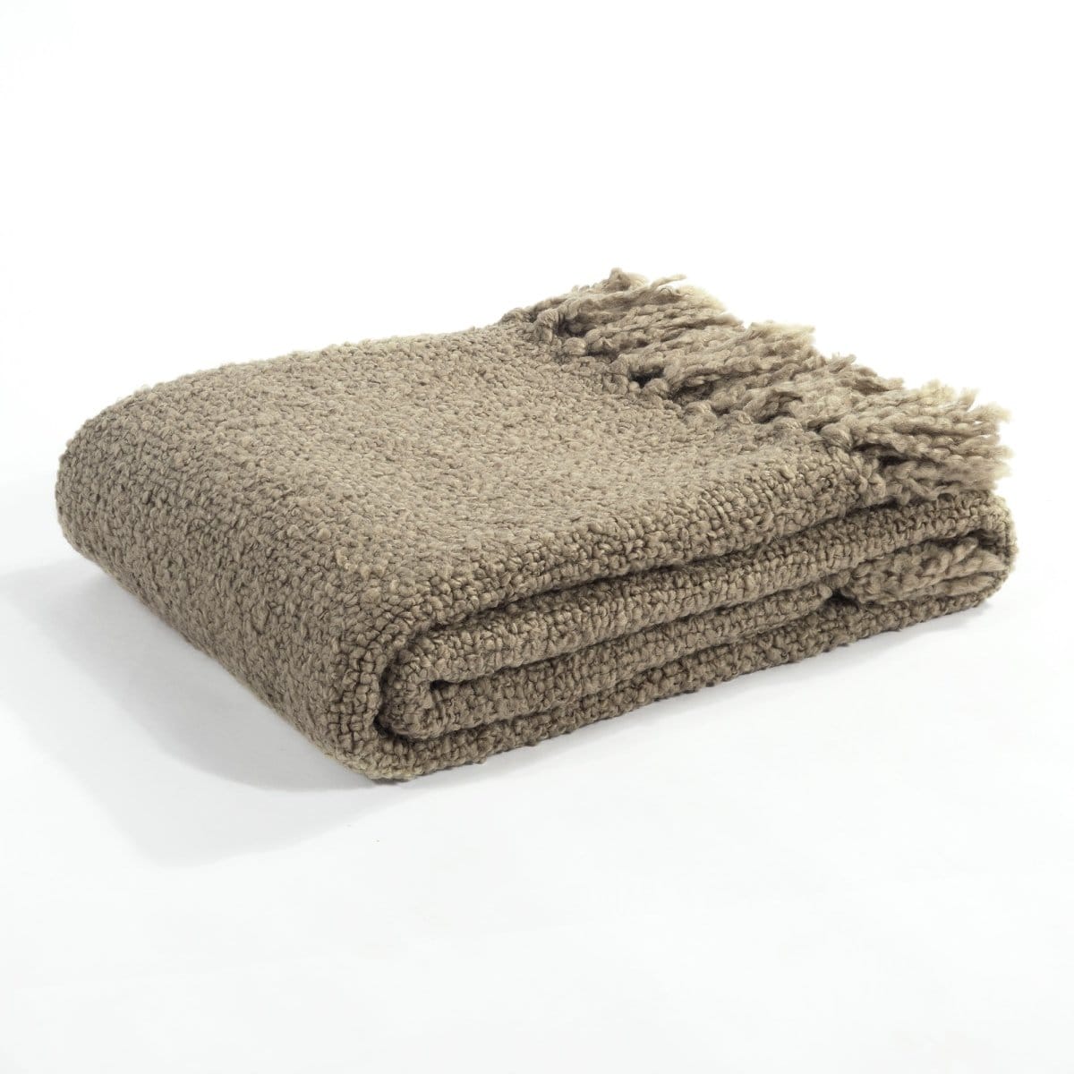 Tulum Boucle Textured Woven Fringed Throw Blanket | Lush Decor
