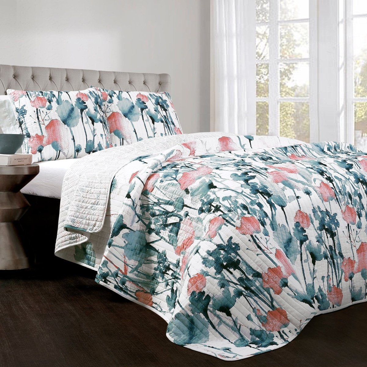 Zuri Flora Quilt 3 Piece Set Lush Decor LushDecor