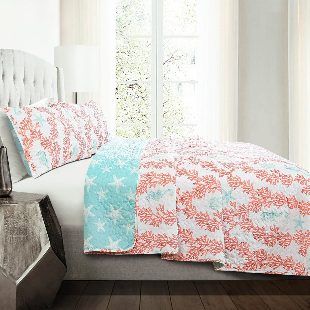 Dina Coral Quilt Piece Set - Main Image