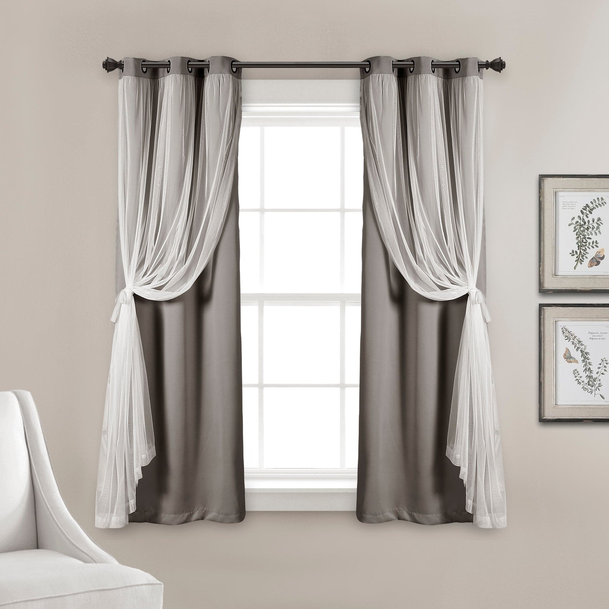 Grommet Sheer With Insulated Blackout Lining Curtain Panel Set | Lush ...