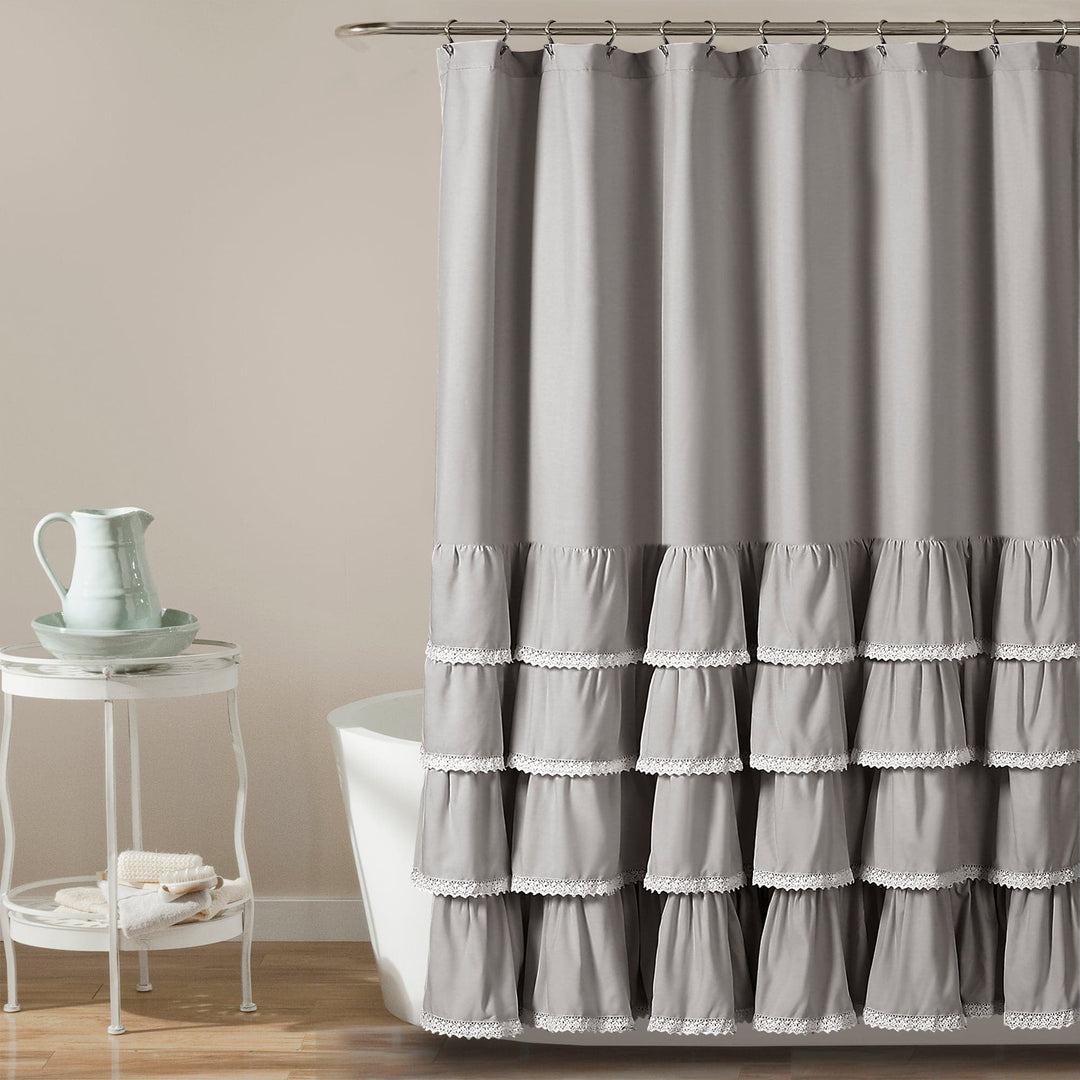 Ella Ruffle Lace Shower Curtain, Lush Decor