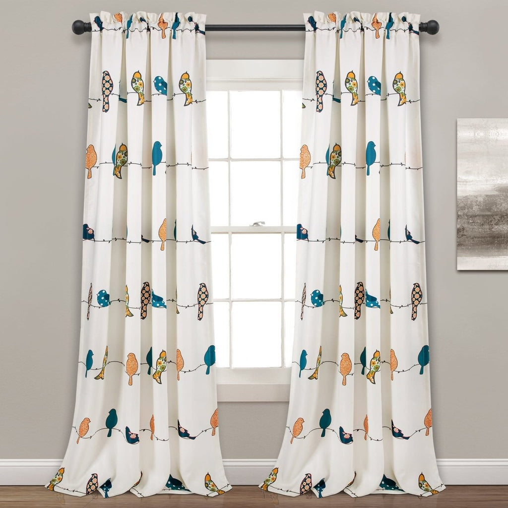 Rowley Birds Light Filtering Window Curtain Panels, Pair, 52