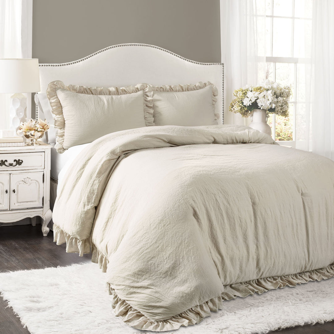 Bedding Bundle: Reyna Comforter Set + Boho Tufted Cotton Woven Tassel Fringe Throw - Full/Queen