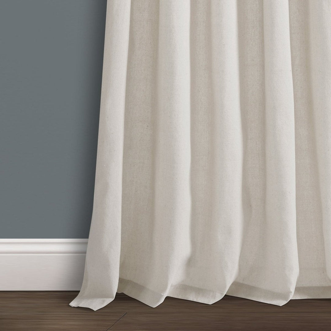 White Sheer Curtains - 2 Panels, 38x84 Inch, Grommet Top, Faux Linen Texture, Farmhouse Style