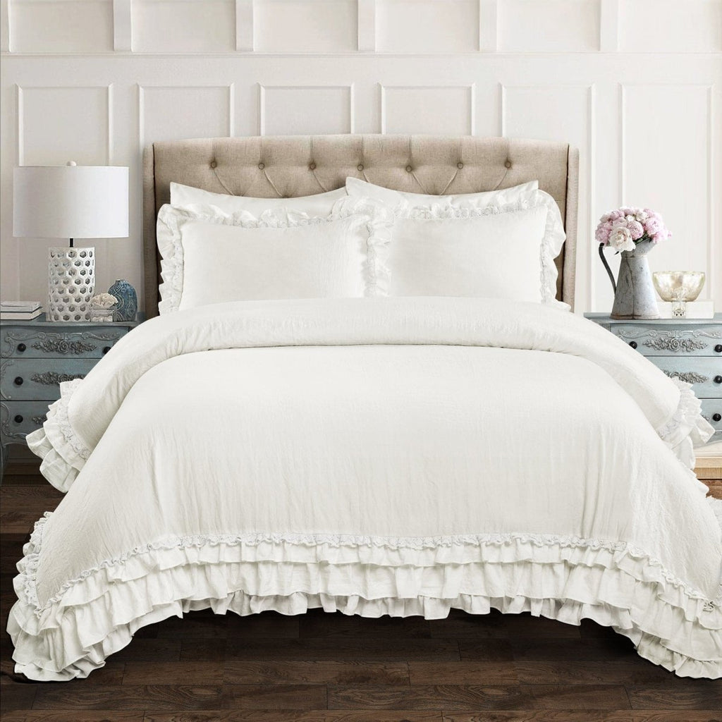Lace Bed Ruffle Ella Ruffle Lace 3 Piece Comforter Set | Lush Decor | www.lushdecor.com ...