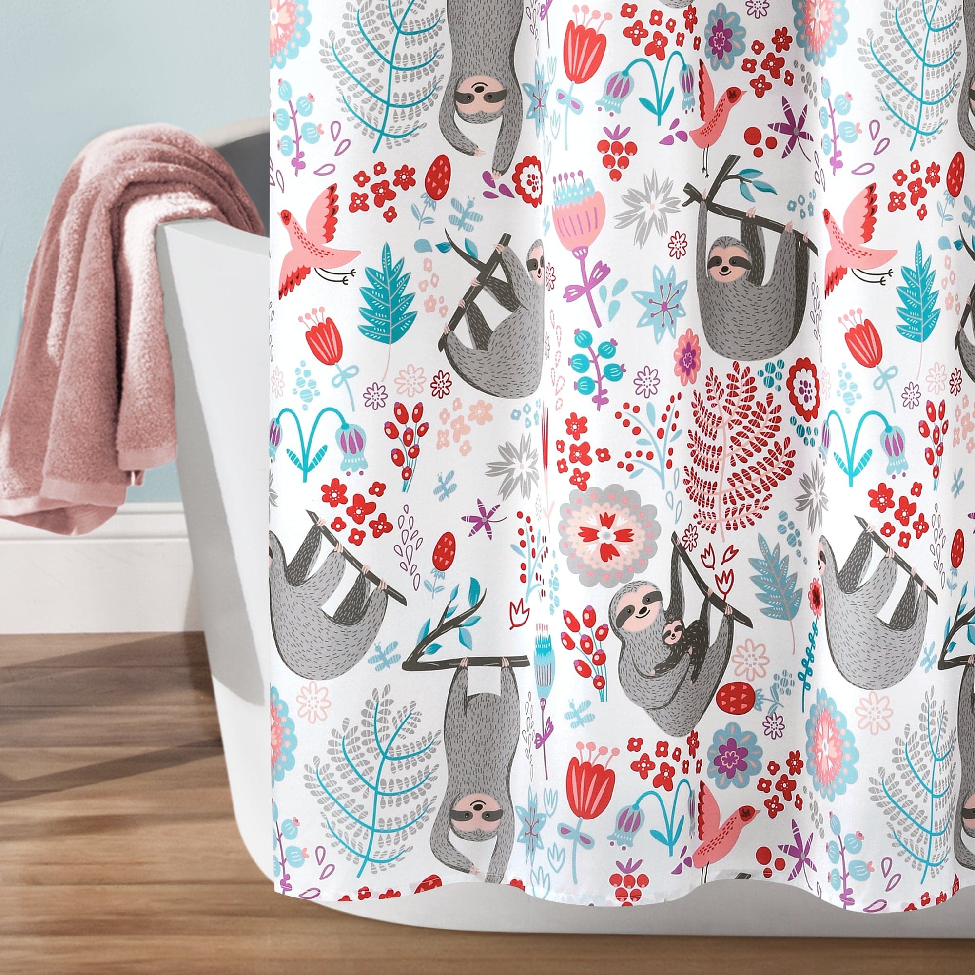Singingin Shower Curtain Set with Bathroom Rugs and Mats Sloth