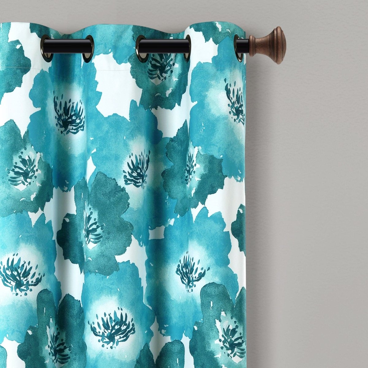 Mantovana Per Finestra Floreale Lush Decor Leah - Giallo E Grigio - Filtro Luce 132x45 Cm