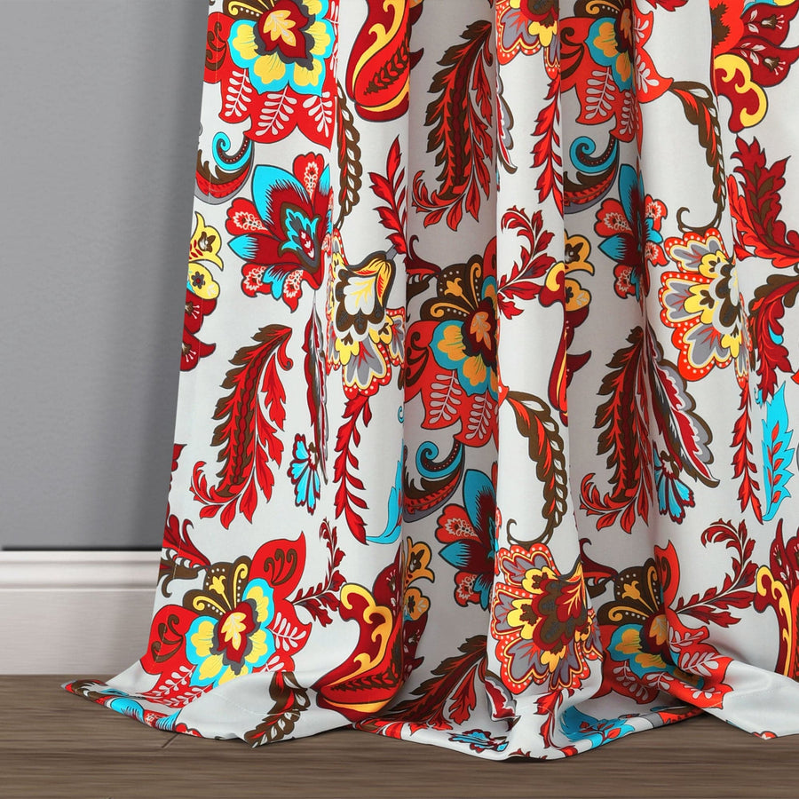 Zara Jacobean Light Filtering/Room Darkening Window Curtain Panel Set