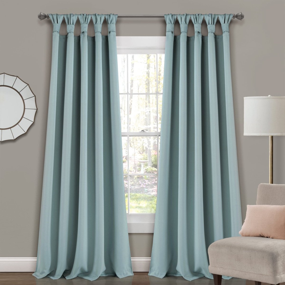 Insulated Knotted Tab Top Blackout Window Curtain Panel Set | Lush