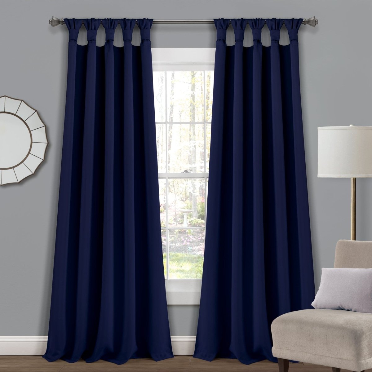 Insulated Knotted Tab Top Blackout Window Curtain Panel Set | Lush
