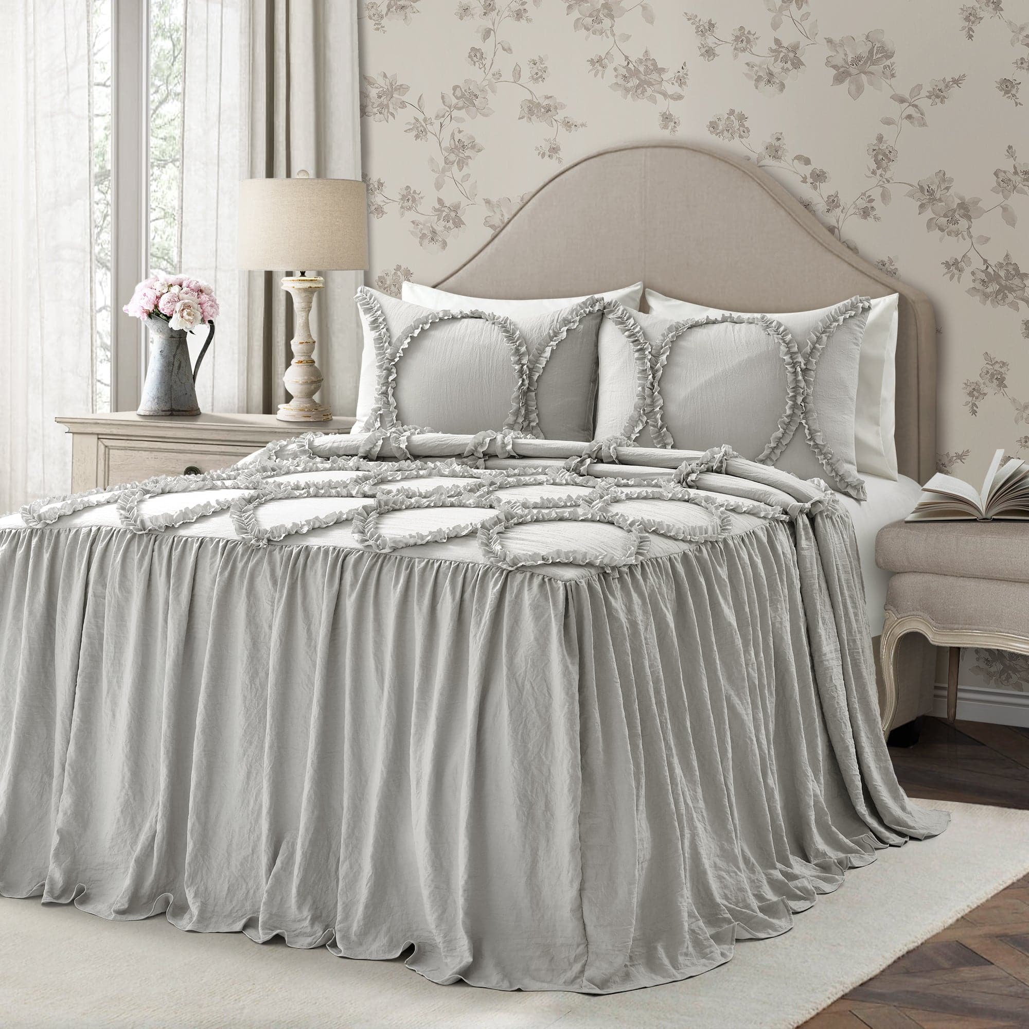 DeeDee's Bundle: Riviera Bedspread + French Country Toile Throw + Velvet Round Pillow
