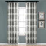 Tucker Stripe Yarn Dyed Cotton Knotted Tassel Window Curtain Panel Set