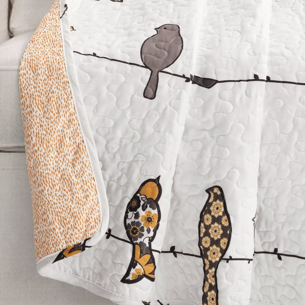 Lush Decor Überwurfdecke Rowley Birds – Wendbar, Blau/grau, 152 × 127 Cm | Skurrile Vogelmuster, Weiche Mikrofaser, Perfekt Für Sofa & Bett