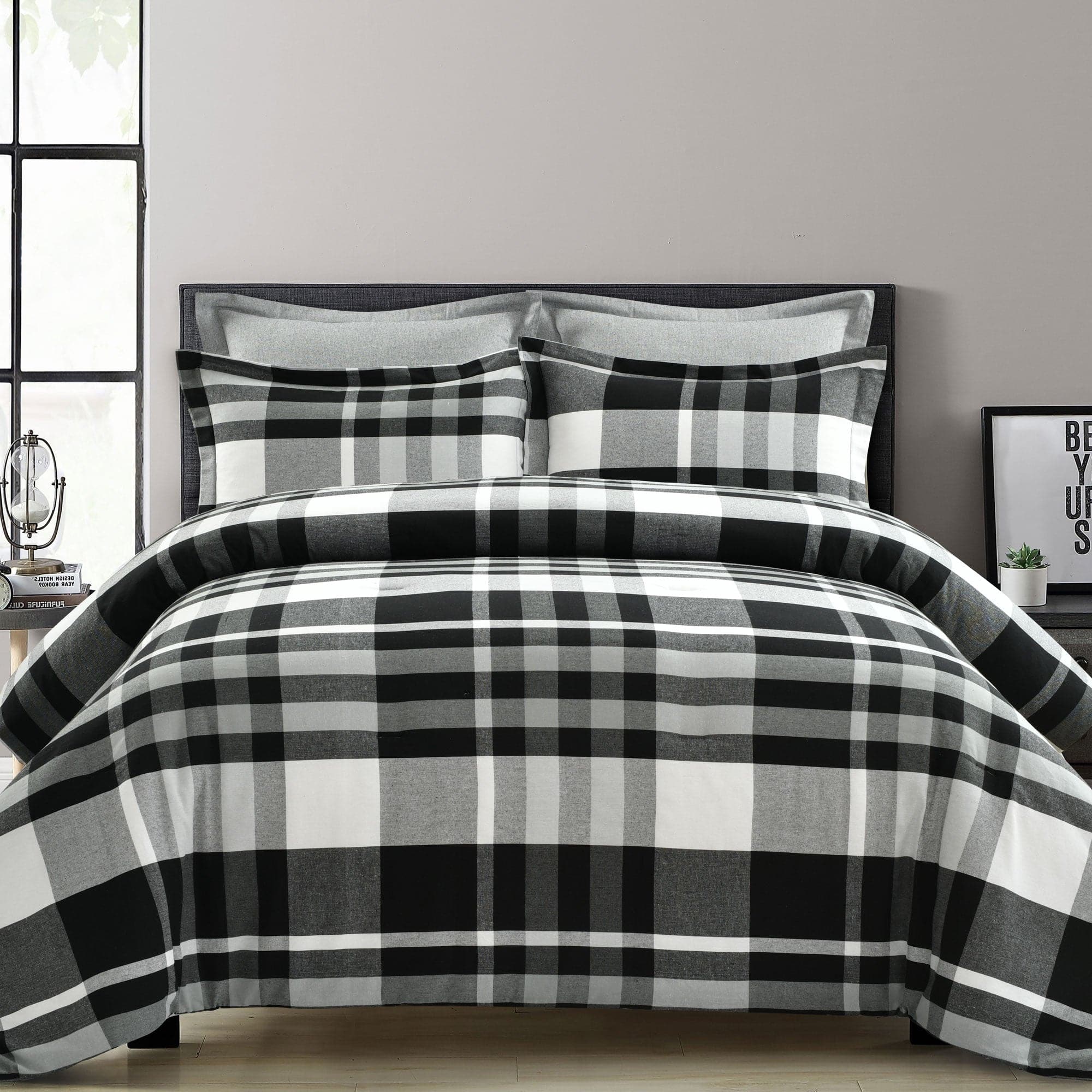 Farmhouse Yarn Dyed Plaid Recycled Cotton Comforter 5 Piece Set Lush