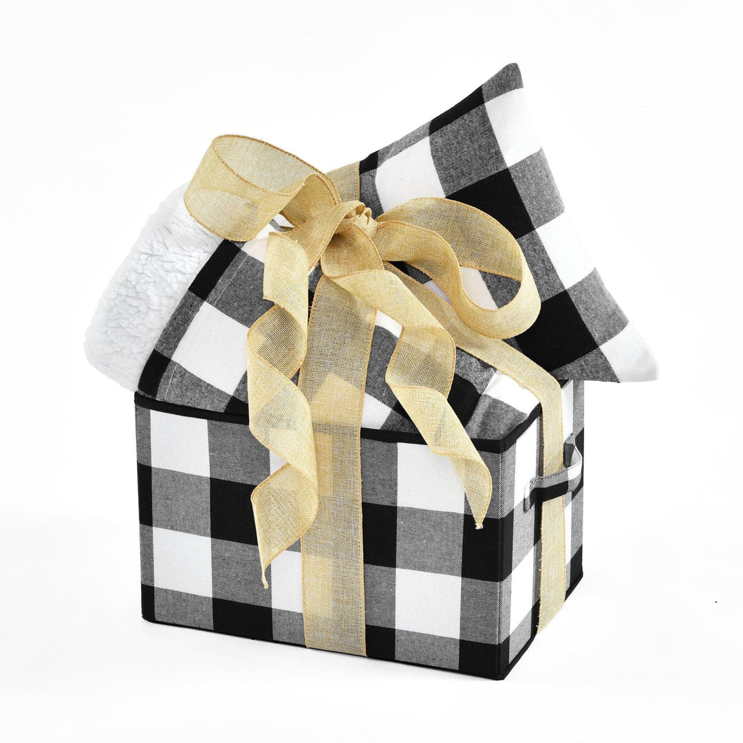 Bedding Bundle: Farmhouse Seersucker Comforter Set + Woven Buffalo Check Gift Box - King