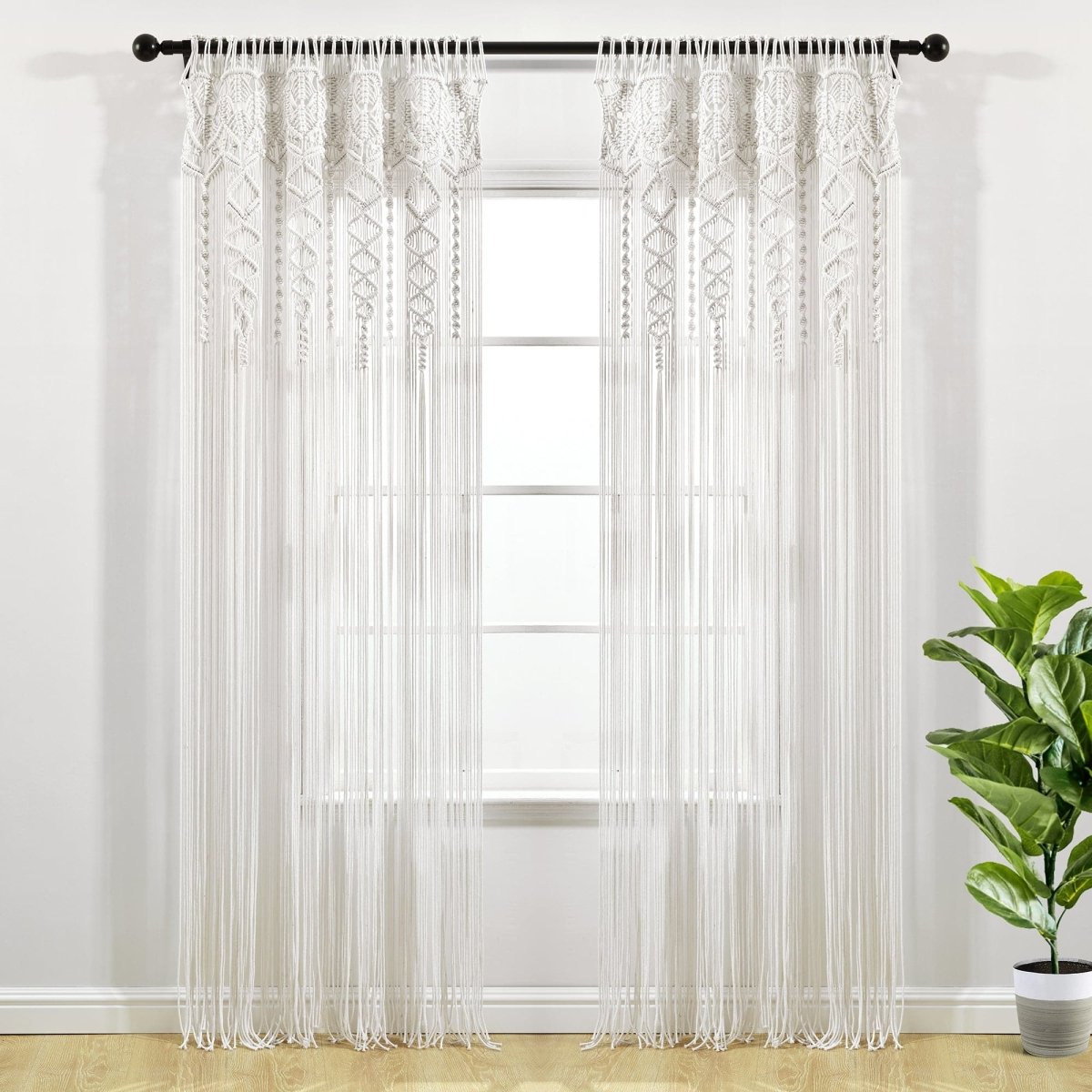 Boho Macrame Textured Cotton Window Curtain/Room Divider/Doorway/Wall ...