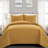 Bedding Bundle: Herringbone Stripe Blanket/Coverlet + Ava Diamond Quilt Set