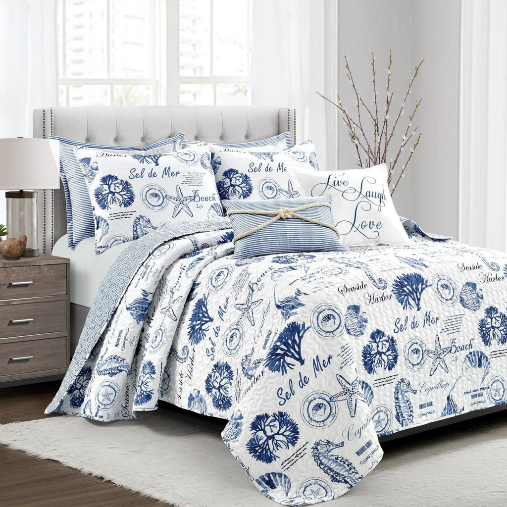 Lush Decor Set Copripiumino King Size Medallion Ombre – 3 Pezzi, Blu E Blu Navy, Reversibile - 3
