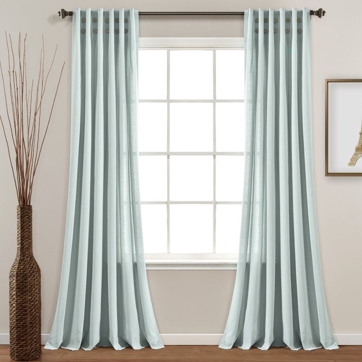 Linen Button Pinched Pleat Window Curtain Panel | Lush Decor | www ...