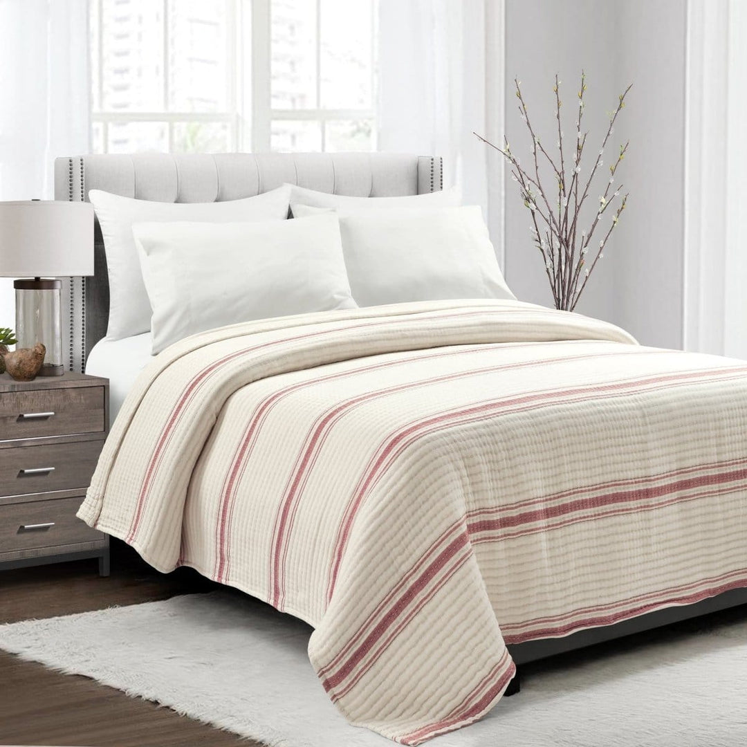 Farmhouse Stripe Kantha Pick Stitchgarn gefärbt Baumwollgewebte Decke/Quilt/Coverlet