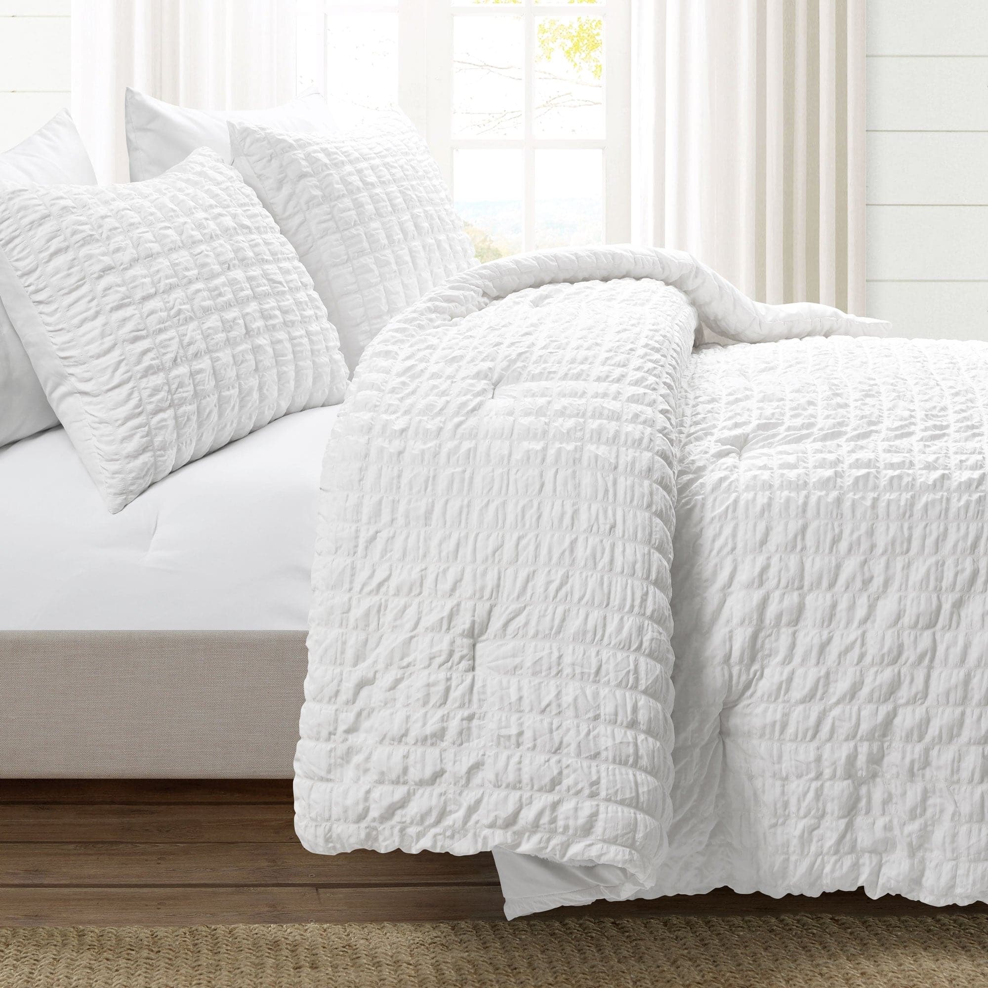 Crinkle Textured Dobby Comforter Set, Lush Decor