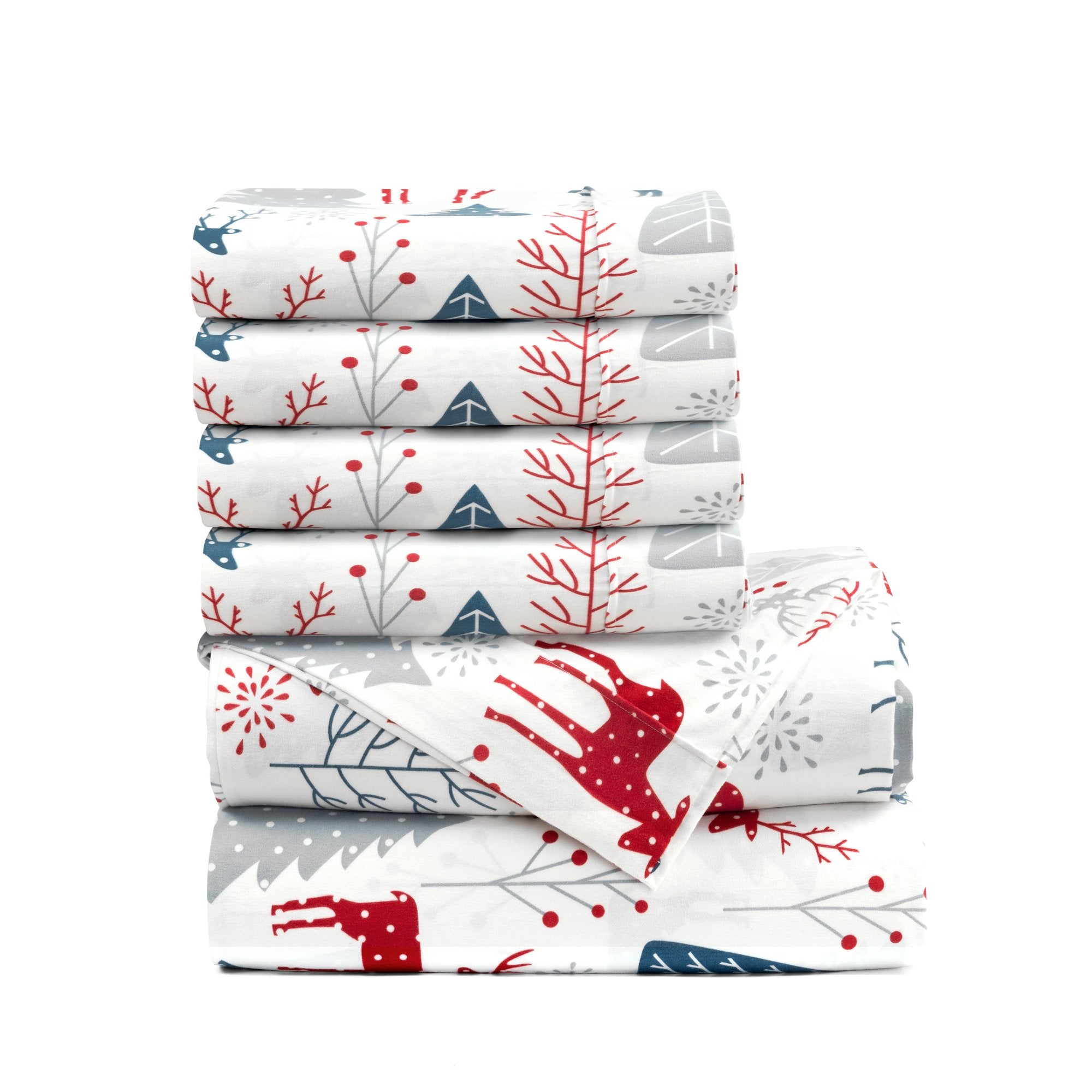 Bedding Bundle: Wonderland Soft Flannel Sheet Set + Emma Faux Fur Comforter Set