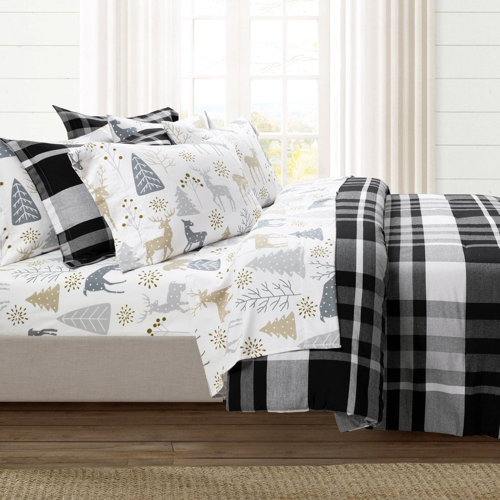 Farmhouse Yarn Dyed Plaid Recycled Cotton Comforter 5 Piece Set Lush