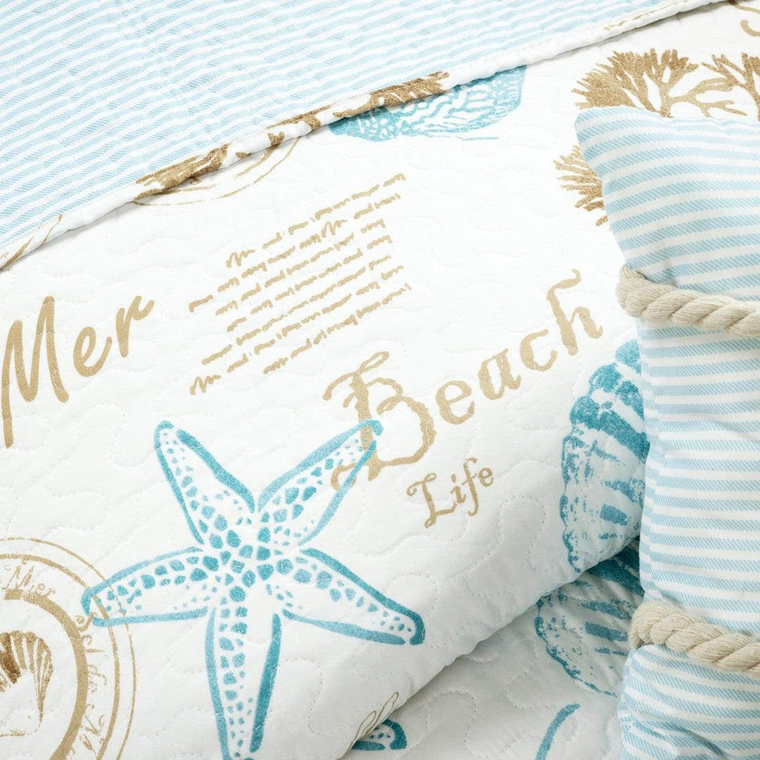 Lush Decor Royal Empire - Set di biancheria da letto reversibile con motivo a righe, 3 pezzi, colore: blu e corallo Lush Decor Royal Empire - Set di biancheria da letto reversibile con motivo a righe, 3 pezzi, colore: blu e corallo