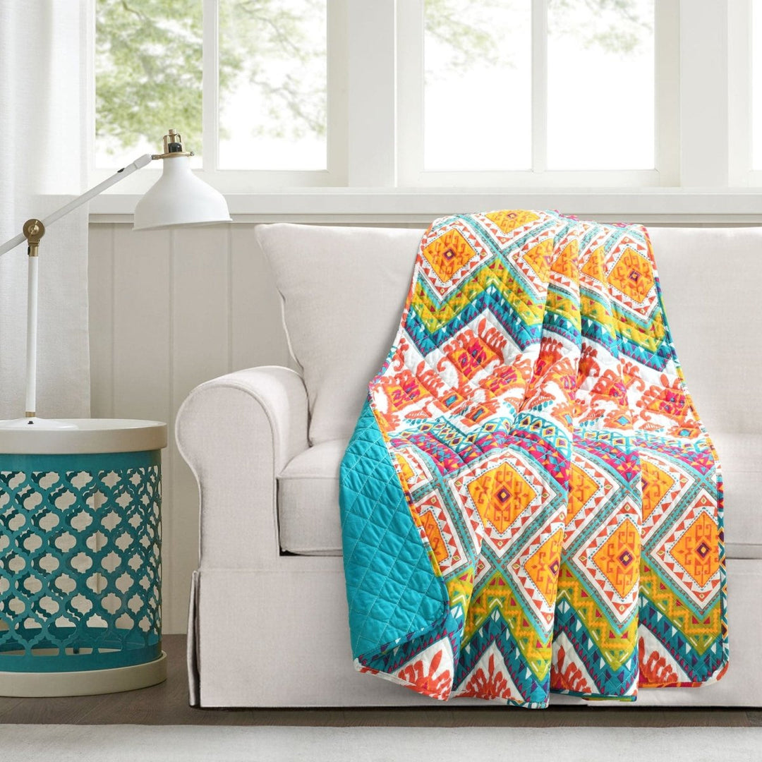 Boho Chevron Reversible Cotton Throw Lush Decor