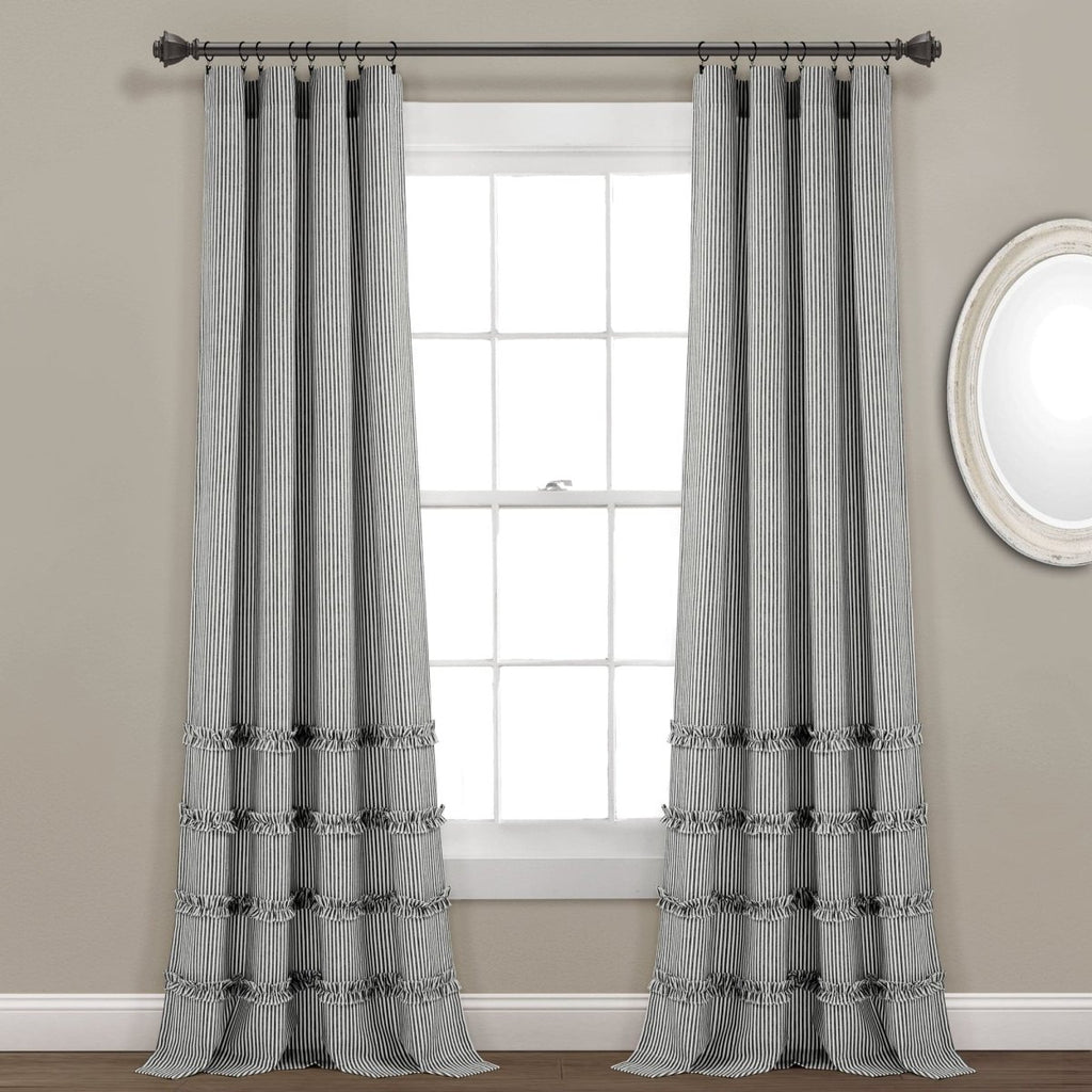 Image showcasing Vintage Stripe Yarn Dyed Window Curtain Panel Set | Lush Decor | www ...