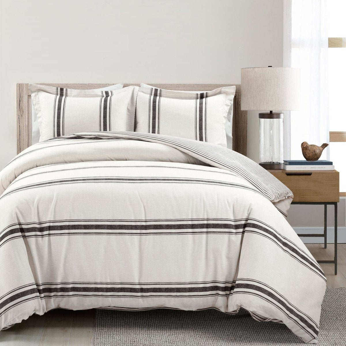 Farmhouse Stripe 100% Cotton Duvet Cover 3 Piece Set | Lush Decor | www ...