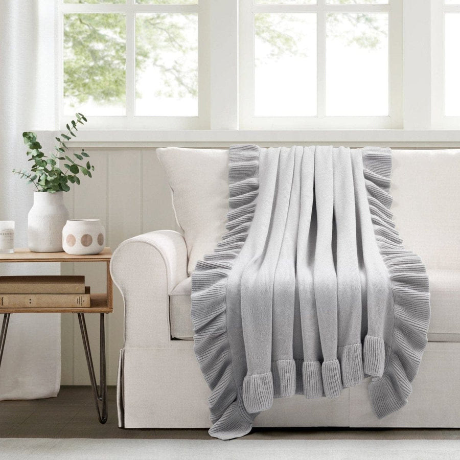 Throw Rug With Ruffles Reyna Soft Knitted Ruffle Throw | Lush Decor | www.lushdecor.com ...