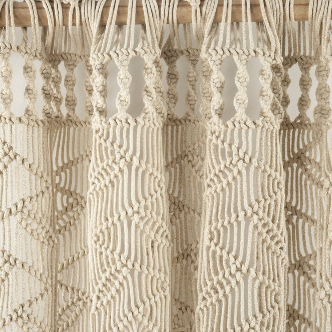 Boho Macrame Door Curtain - 79"L X 35"W Handmade Cotton Window Hanging, Room Divider, Wedding Backdrop, Bohemian Wall Decor