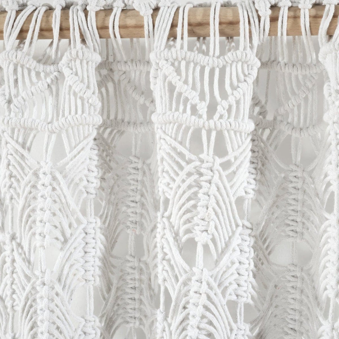 Lush Decor Boho macramé kwastje katoenen raamgordijn/kamerverdeler/bruiloft achtergrond/wanddecoratie, 84 L x 50 W, grijs Lush Decor Boho macramé kwastje katoenen raamgordijn/kamerverdeler/bruiloft achtergrond/wanddecoratie, 84 L x 50 W, grijs