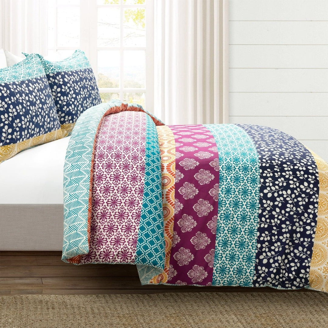 Lush Decor Set copripiumino reversibile in cotone a righe boho, 3 pezzi, completo/regina, turchese e mandarino Lush Decor Set copripiumino reversibile in cotone a righe boho, 3 pezzi, completo/regina, turchese e mandarino
