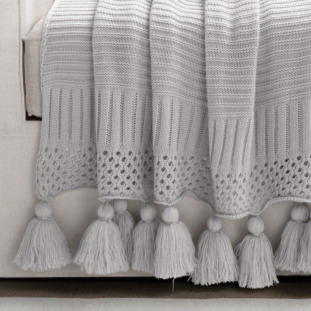 Boho Knitted Tassel Throw Lush Decor