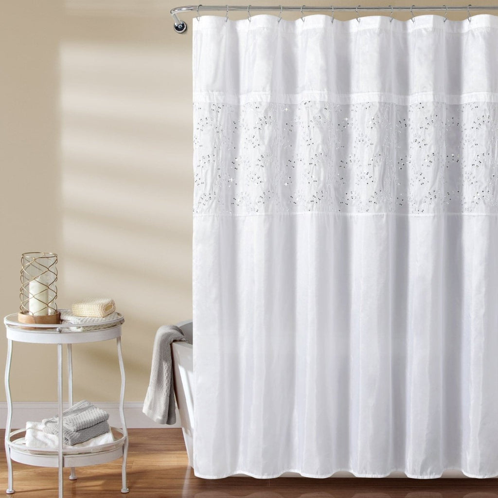 White And Silver Shower Curtain