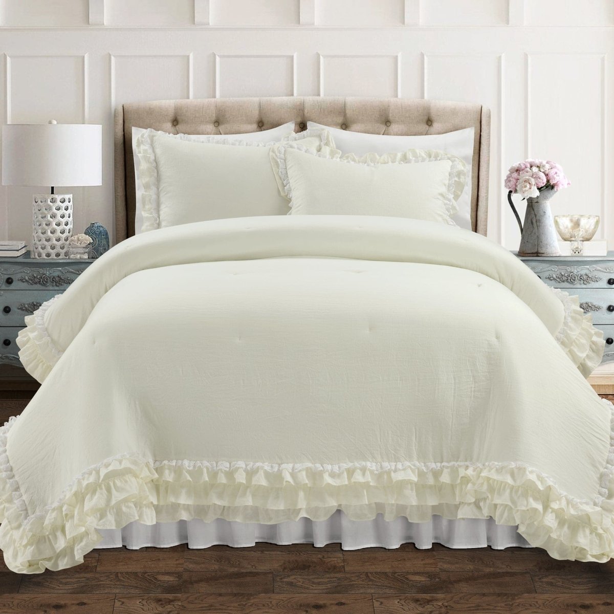 Ella Ruffle Lace 3 Piece Comforter Set | Lush Decor | www.lushdecor.com ...