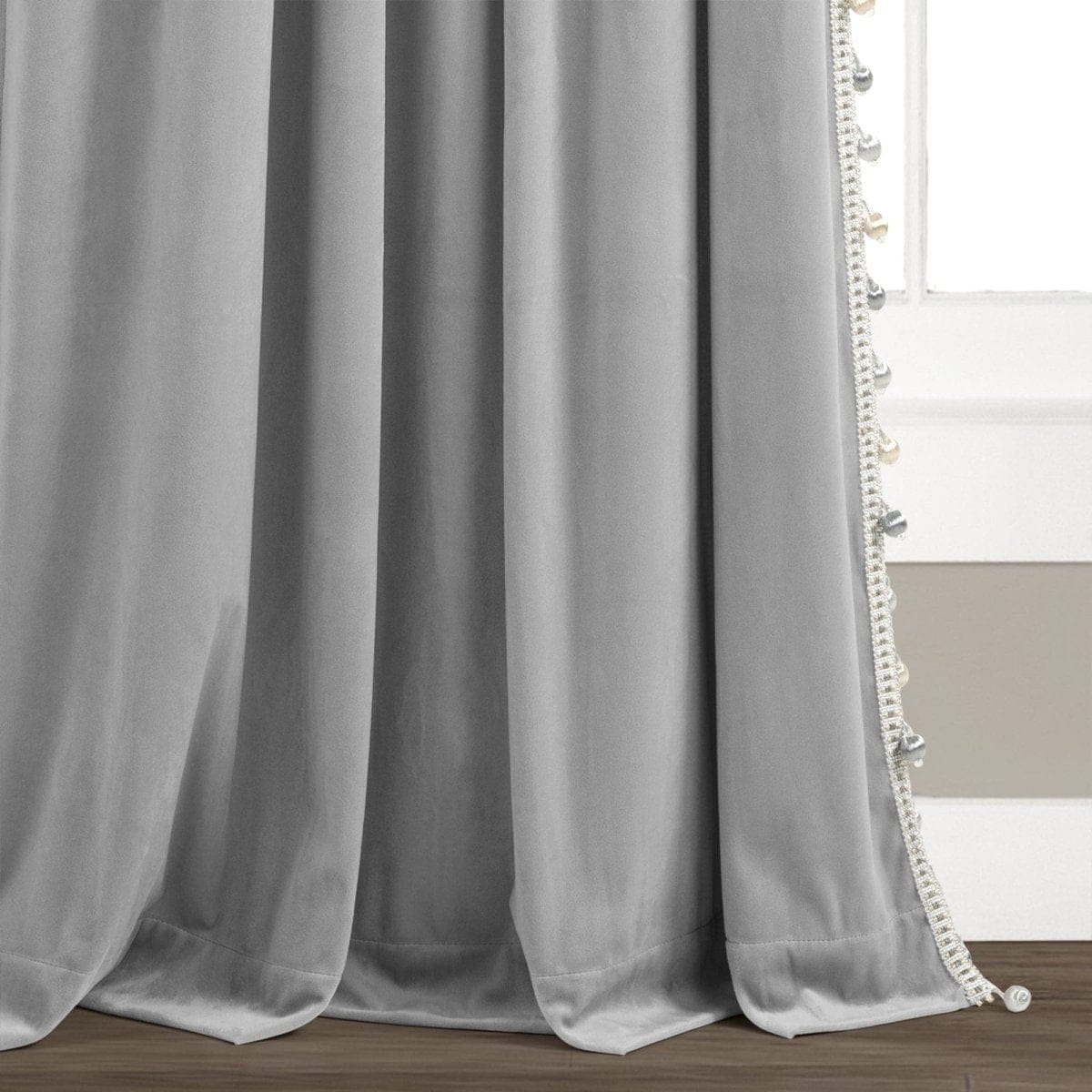Luxury Vintage Velvet With Silky Pompom Trim Window Curtain Panel ...