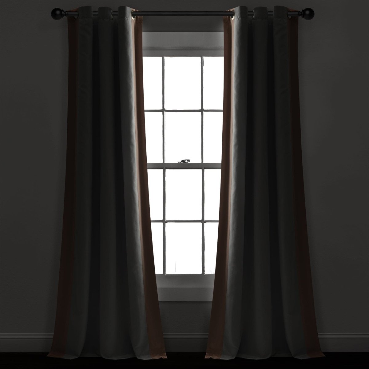 Block Border 100% Lined Grommet Blackout Window Curtain Panel | Lush ...